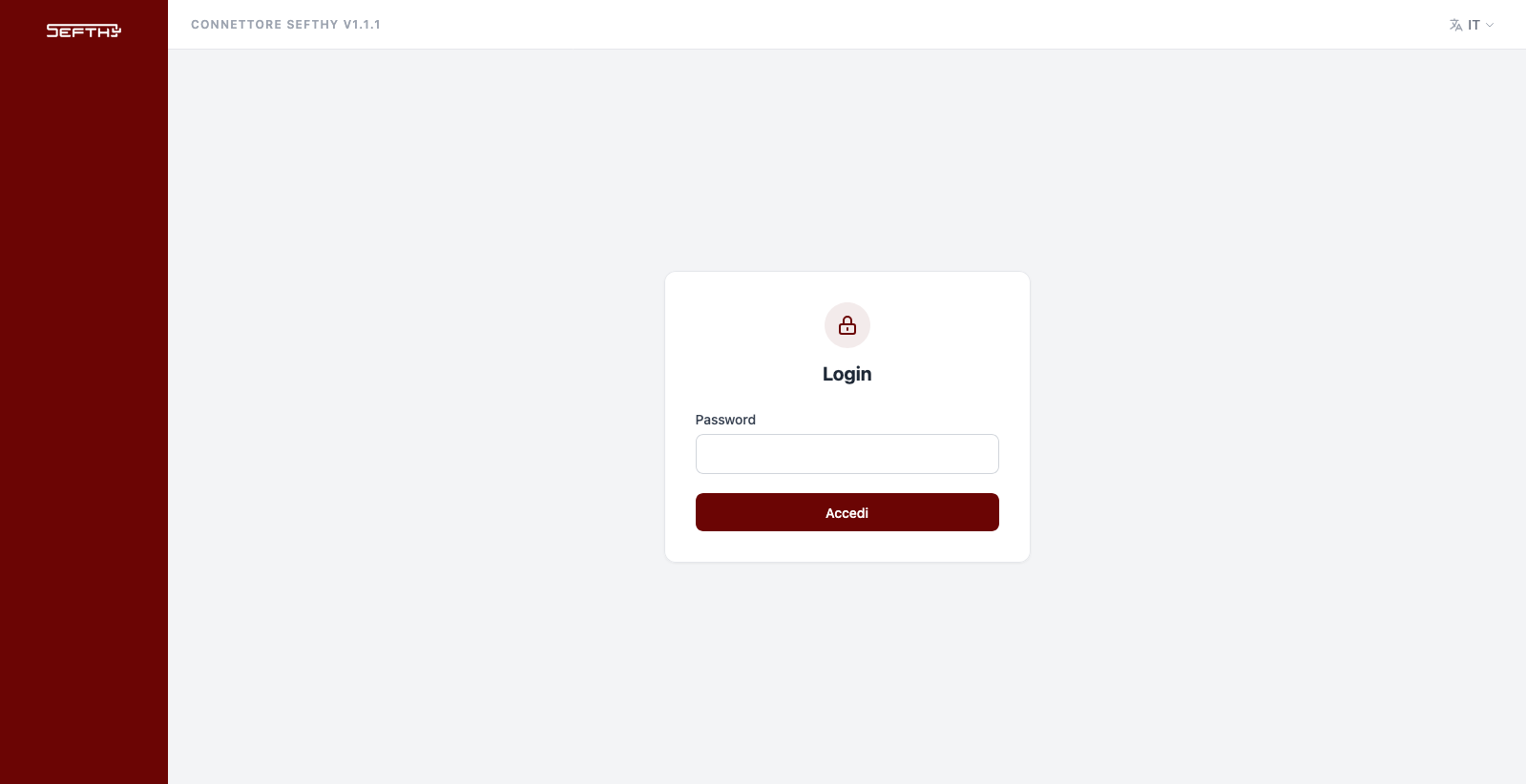 Accesso all'interfaccia web del Connettore con il solo campo Password